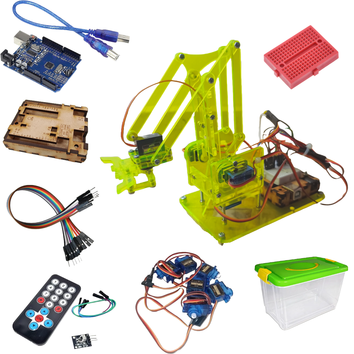 Brazo Robotico Mearm Verde Kit Control Remoto + Arduino Uno