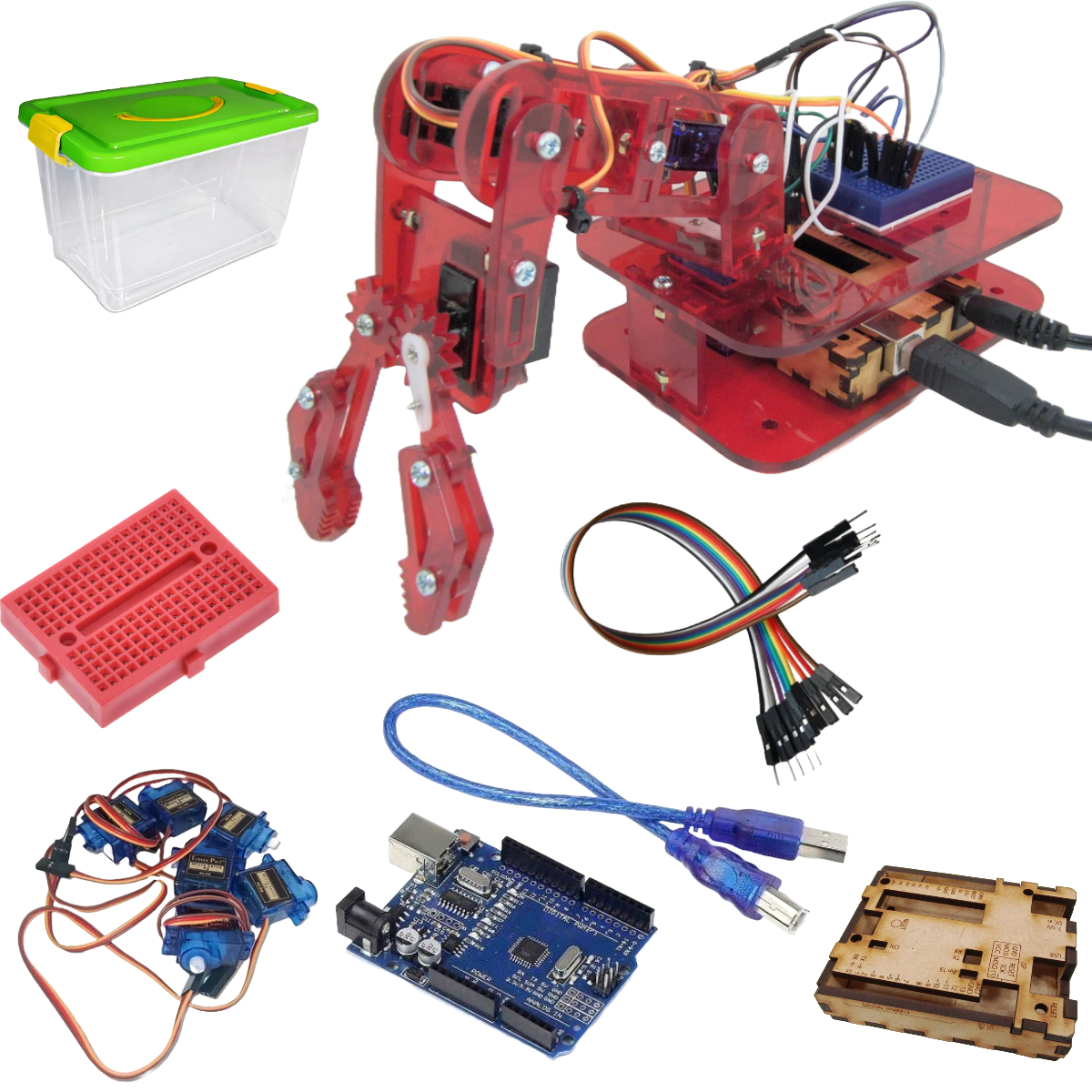 Brazo Robotico Minbox Kit Control Pc + Arduino – Color Rojo