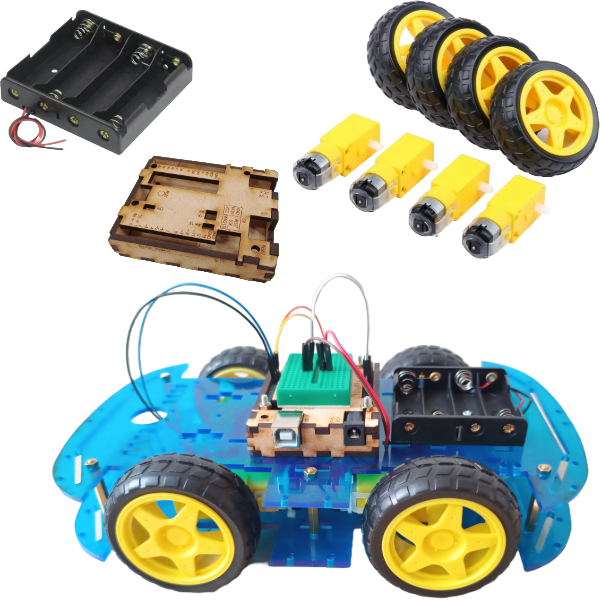 Chasis Carro Robotico Arduino Turbobot Azul + Motores Y Ruedas