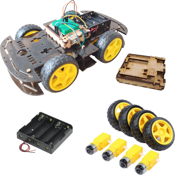 Chasis Carro Robotico Turbobot Arduino Negro + Motores Y Ruedas