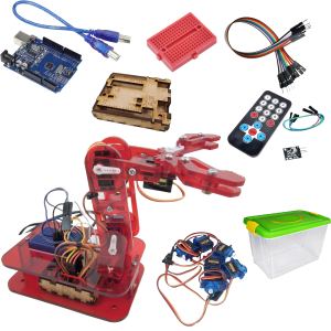Brazo Robotico Minbox Rojo Kit Control Remoto + Arduino Uno