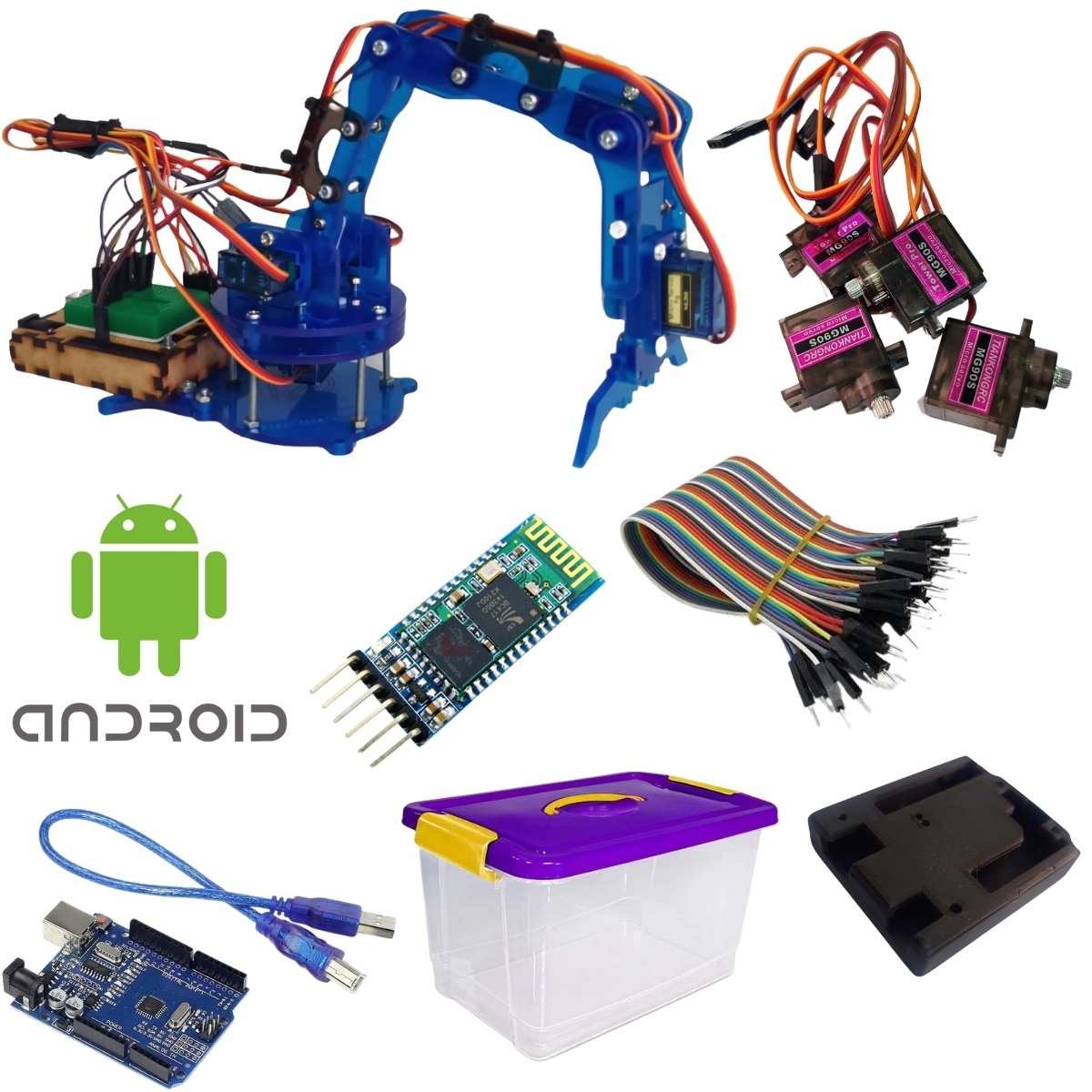 Brazo Robotico Kimo Kit Bluetooth + Arduino Uno – Azul