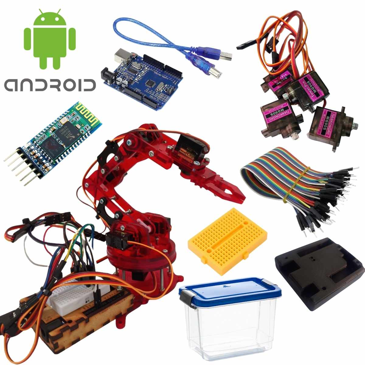 Brazo Robotico Kimo Kit Bluetooth + Arduino Uno – Rojo