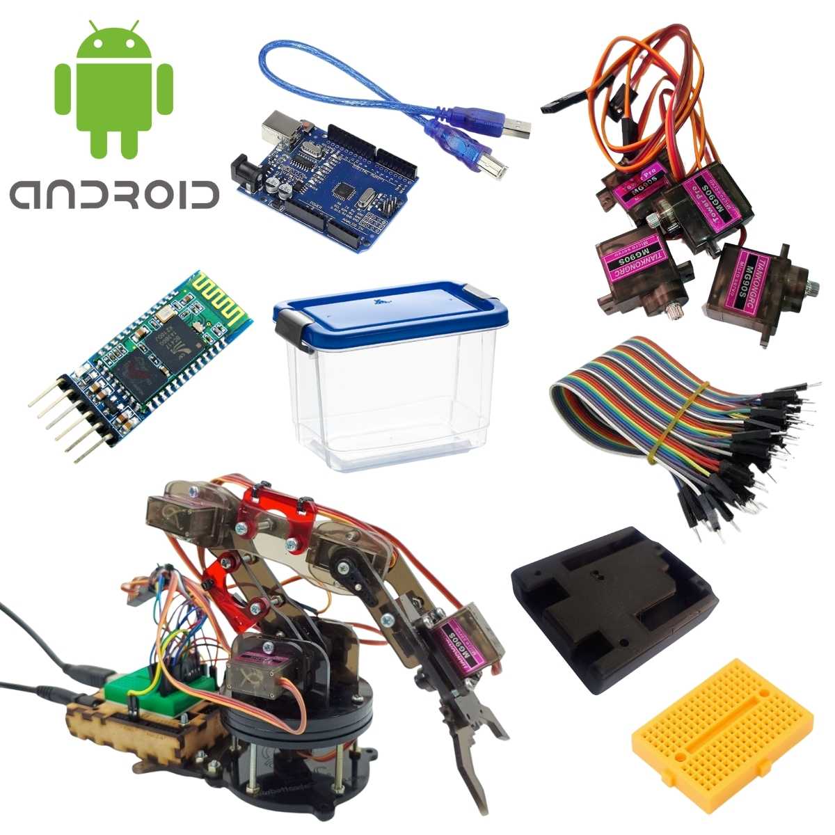 Brazo Robotico Kimo Kit Bluetooth + Arduino Uno – Negro