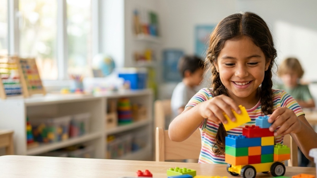 Niños de 7 a 9 años con robots