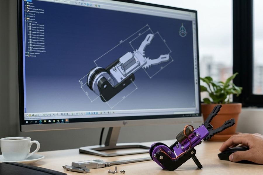 Diseño de las piezas del robot en el computador.